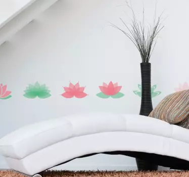 Sticker Carrelage Frise Fleurs de Lotus - TenStickers