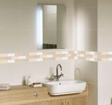 Sticker salle de bain - Frise autocollante géométrique beige - TenStickers
