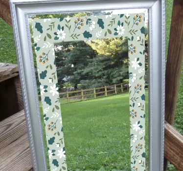 Sticker miroir floral cadre - TenStickers