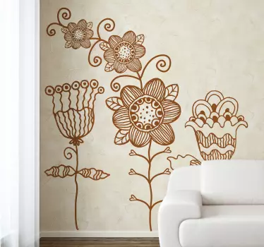 Adhésif floral dessin de fleurs - TenStickers