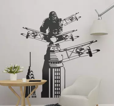 Sticker kingkong sur une tour avec des avions cinéma - TenStickers