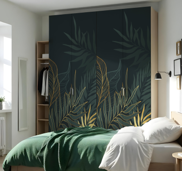 sticker pour porte placard élégante feuille tropicale - TenStickers
