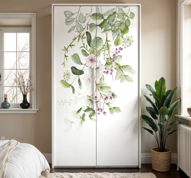Adhésif meuble fleurs et feuilles sticker - TenStickers