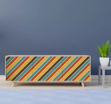 Adhésif meuble motifs diagonaux colorés - TenStickers