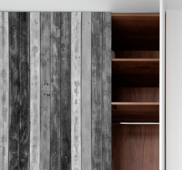Sticker pour porte placard planches de bois grises rustiques - TenStickers