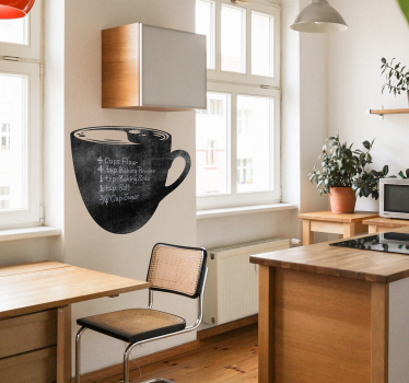 Sticker ardoise noir tasse de café - TenStickers