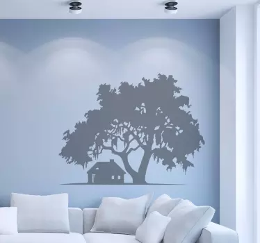 Sticker arbre sous maison - TenStickers