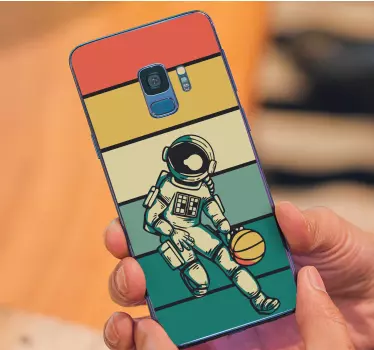 Astronaute vintage jouant au basket-ball stickers samsung - TenStickers