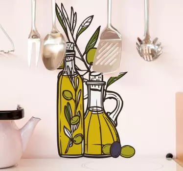 Autocollant Alimentation Croquis d'huile d'olive - TenStickers