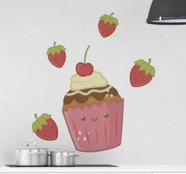 Autocollant Alimentation Cupcakes et fraises - TenStickers
