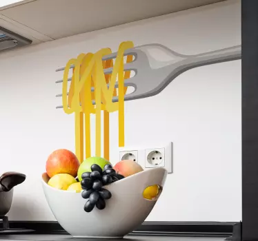 Autocollant Alimentation Fourchette avec spaghetti - TenStickers