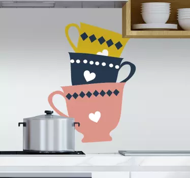 Autocollant Boisson 3 tasses à thé empilées - TenStickers