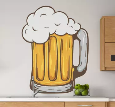 Sticker cuisine boisson verre à bulles de bière - TenStickers