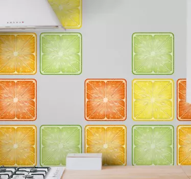 Sticker carrelage agrumes colorés - TenStickers