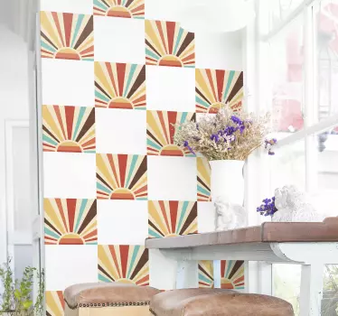 Sticker carrelage coucher de soleil vintage - TenStickers