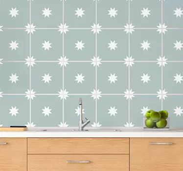 Autocollant Carrelage étoile bleue et blanche - TenStickers
