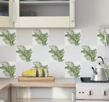 Sticker carrelage feuilles de plantes - TenStickers