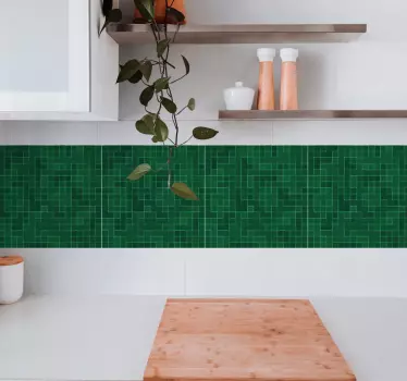 Sticker carrelage petits carreaux mosaïque verte - TenStickers