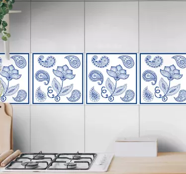 Autocollant Carrelage Paisley et fleurs - TenStickers