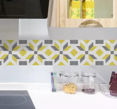 Sticker carrelage motif gris et jaune - TenStickers