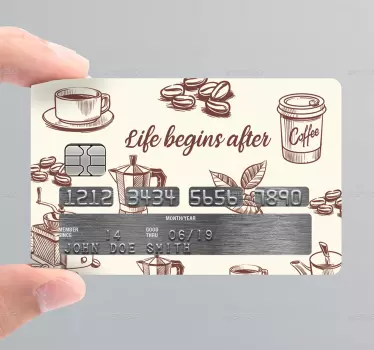 Autocollant carte bancaire La vie après le café - TenStickers