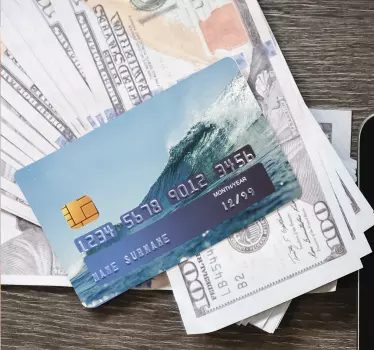 Sticker carte bancaire Vague - TenStickers