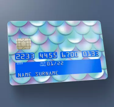 Sticker carte bancaire écailles bleues - TenStickers