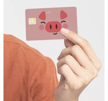 Sticker carte bancaire cochon mignon - TenStickers