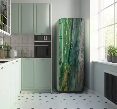 Sticker frigo effet marbre vert - TenStickers
