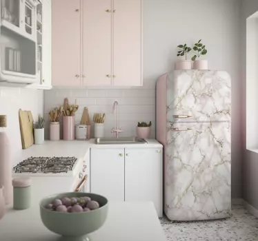 Sticker frigo texture marbre rose - TenStickers