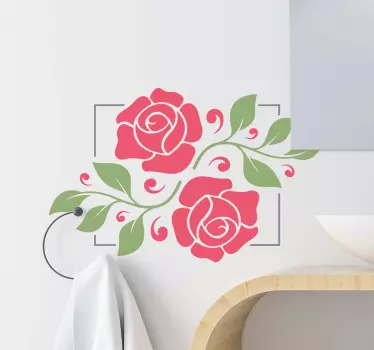 Autocollant Miroir Cadre de fleurs romantiques - TenStickers