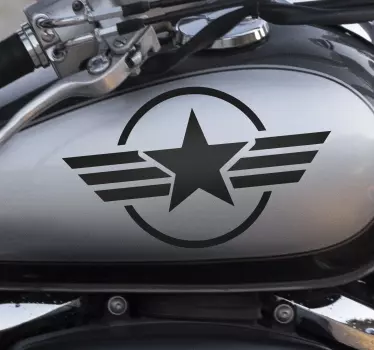 Sticker moto étoile entouré d'un cercle - TenStickers