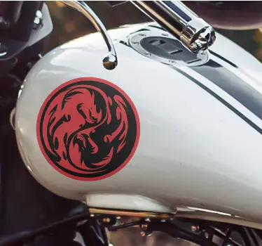 Autocollant Moto Dragon noir et rouge yin yang - TenStickers