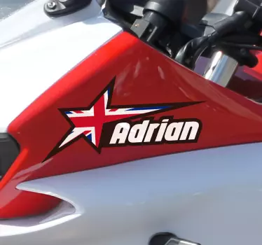 Sticker moto personnalisé nom et drapeau du Royaume-Uni - TenStickers