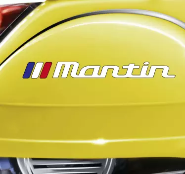 Sticker moto personnalisé drapeau France rectangle et nom - TenStickers