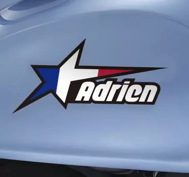 Sticker moto personnalisé drapeau et prénom - TenStickers