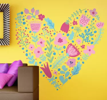 Sticker amour cœur floral - TenStickers