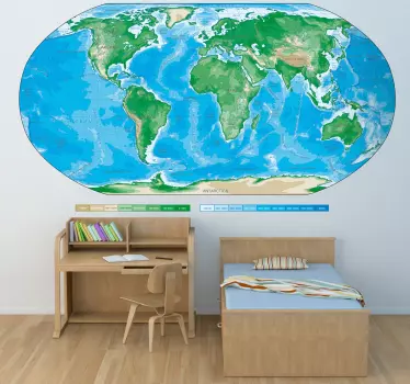 Autocollant mural dessin carte arrondie - TenStickers