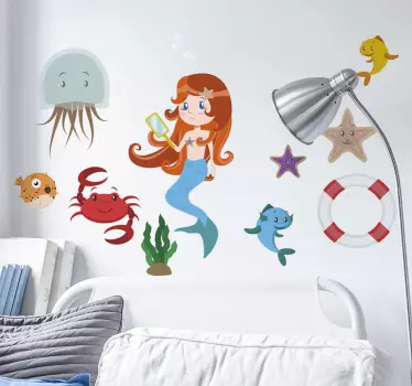 Autocollant mural éléments marins - TenStickers