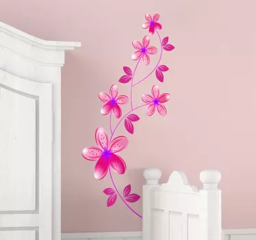 Autocollant mural fleurs roses - TenStickers