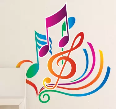Sticker chambre ado musique notes en couleur - TenStickers