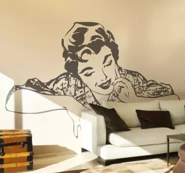 Sticker vintage retro regard femme - TenStickers