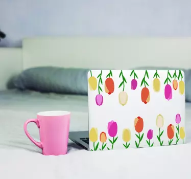 Sticker Ordinateur Portable Tulipes - TenStickers