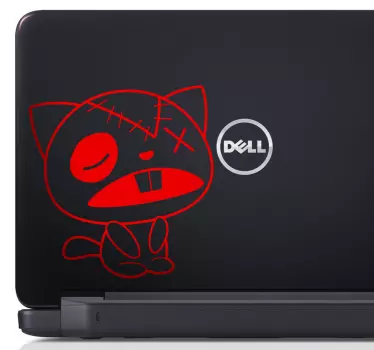 Sticker ordinateur portable chat manga - TenStickers