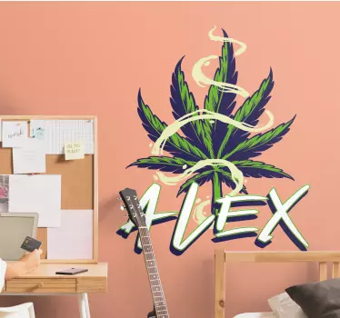 Autocollant Personnalisé Graffiti illustration de cannabis - TenStickers