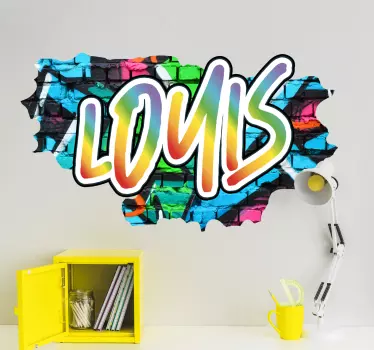Sticker graffiti mural personnalisé avec nom coloré - TenStickers