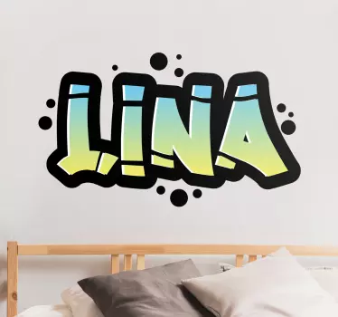 Autocollant Personnalisé Nom de graffiti bleu et jaune - TenStickers