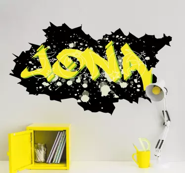 Autocollant Personnalisé Nom de graffiti jaune sur fond noir - TenStickers