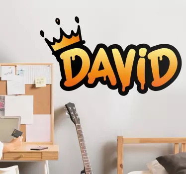 Autocollant Personnalisé Texte de graffiti orange avec couronne - TenStickers