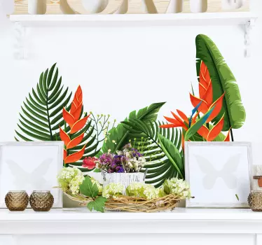 Sticker mural chambre plantes vertes - TenStickers